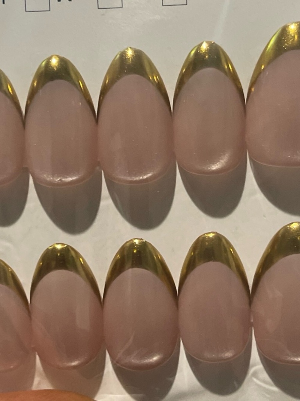 Nude Press-On Nails with Gold Tips - Elegant Almond Set